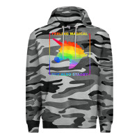 Slate Camo feeling magical but also stabby unicorn rainbow t shirt Premium Hoodie - linhVisuals