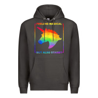 Feeling Magical But Also Stabby Unicorn Rainbow T Shirt Premium Hoodie | Teevron