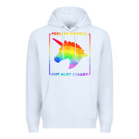 White feeling magical but also stabby unicorn rainbow t shirt Premium Hoodie - linhVisuals