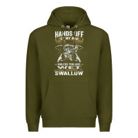 Army Green mens hands off of my rod bass fishing fisherman t shirt Premium Hoodie - linhVisuals