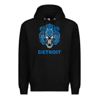 Black funny vintage lion face head detroit gifts tank top Premium Hoodie - linhVisuals