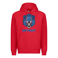 Red funny vintage lion face head detroit gifts tank top Premium Hoodie - linhVisuals