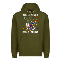 Army Green autism dad you will never walk alone support autism son t shirt Premium Hoodie - linhVisuals