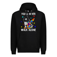 Black autism dad you will never walk alone support autism son t shirt Premium Hoodie - linhVisuals