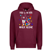 Burgundy autism dad you will never walk alone support autism son t shirt Premium Hoodie - linhVisuals