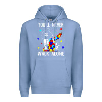 Colony Blue autism dad you will never walk alone support autism son t shirt Premium Hoodie - linhVisuals
