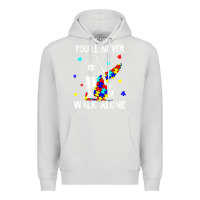 Dove Grey autism dad you will never walk alone support autism son t shirt Premium Hoodie - linhVisuals