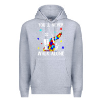 Heather Grey autism dad you will never walk alone support autism son t shirt Premium Hoodie - linhVisuals