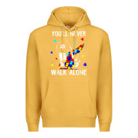 Mustard autism dad you will never walk alone support autism son t shirt Premium Hoodie - linhVisuals