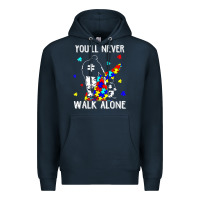 Navy autism dad you will never walk alone support autism son t shirt Premium Hoodie - linhVisuals
