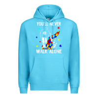 Ocean Blue autism dad you will never walk alone support autism son t shirt Premium Hoodie - linhVisuals
