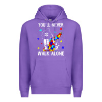 Purple autism dad you will never walk alone support autism son t shirt Premium Hoodie - linhVisuals