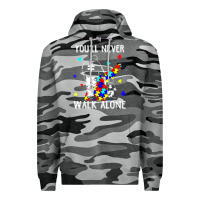 Slate Camo autism dad you will never walk alone support autism son t shirt Premium Hoodie - linhVisuals