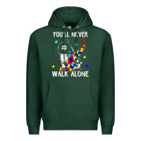 Sports Green autism dad you will never walk alone support autism son t shirt Premium Hoodie - linhVisuals