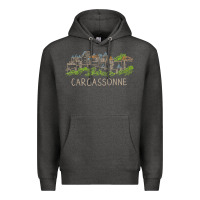 Charcoal Heather carcassonne france unique hand drawn art gift men women t shirt Premium Hoodie - linhVisuals