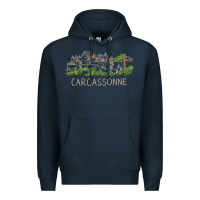 Navy carcassonne france unique hand drawn art gift men women t shirt Premium Hoodie - linhVisuals