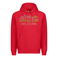 Red carcassonne france unique hand drawn art gift men women t shirt Premium Hoodie - linhVisuals