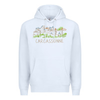 White carcassonne france unique hand drawn art gift men women t shirt Premium Hoodie - linhVisuals
