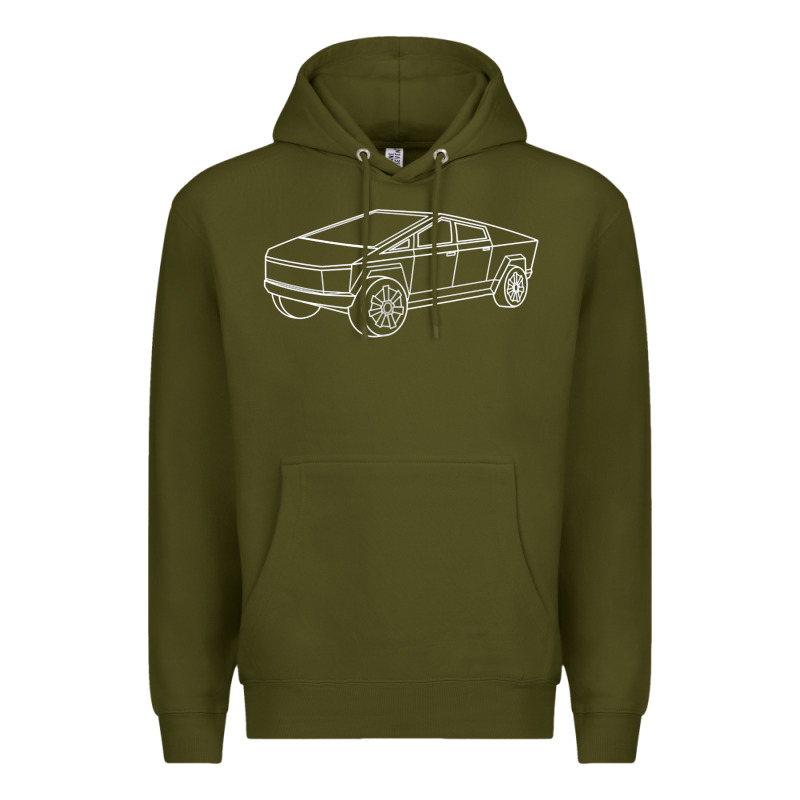 Cybertrucks Line Art Pocket Futuristic Ev Truck Cyber Design T Shirt Premium Hoodie by linhVisuals | Teevron