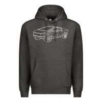 Charcoal Heather cybertrucks line art pocket futuristic ev truck cyber design t shirt Premium Hoodie - linhVisuals