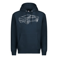 Navy cybertrucks line art pocket futuristic ev truck cyber design t shirt Premium Hoodie - linhVisuals