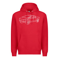 Red cybertrucks line art pocket futuristic ev truck cyber design t shirt Premium Hoodie - linhVisuals