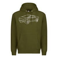 Army Green cybertrucks line art pocket futuristic ev truck cyber design t shirt Premium Hoodie - linhVisuals