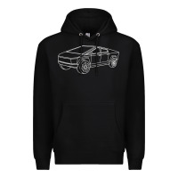 Black cybertrucks line art pocket futuristic ev truck cyber design t shirt Premium Hoodie - linhVisuals