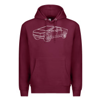 Burgundy cybertrucks line art pocket futuristic ev truck cyber design t shirt Premium Hoodie - linhVisuals