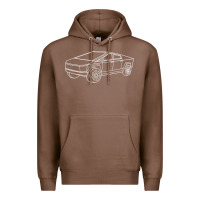 Chestnut cybertrucks line art pocket futuristic ev truck cyber design t shirt Premium Hoodie - linhVisuals