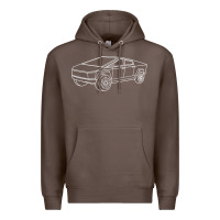 Coffee cybertrucks line art pocket futuristic ev truck cyber design t shirt Premium Hoodie - linhVisuals