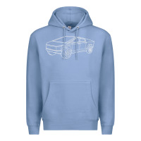 Colony Blue cybertrucks line art pocket futuristic ev truck cyber design t shirt Premium Hoodie - linhVisuals
