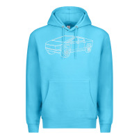 Ocean Blue cybertrucks line art pocket futuristic ev truck cyber design t shirt Premium Hoodie - linhVisuals