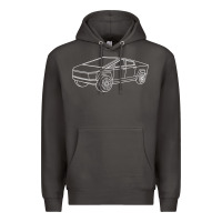 Smoke cybertrucks line art pocket futuristic ev truck cyber design t shirt Premium Hoodie - linhVisuals