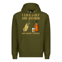 Army Green i like golf and bourbon and maybe 3 people t shirt Premium Hoodie - linhVisuals