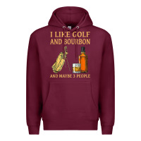Burgundy i like golf and bourbon and maybe 3 people t shirt Premium Hoodie - linhVisuals
