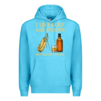 Ocean Blue i like golf and bourbon and maybe 3 people t shirt Premium Hoodie - linhVisuals