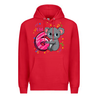 Red kids 6th birthday shirt for girls koala bear 6 years old t shirt Premium Hoodie - linhVisuals