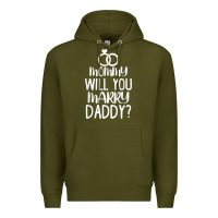 Army Green kids mommy will you marry my daddy funny marriage proposal t shirt Premium Hoodie - linhVisuals