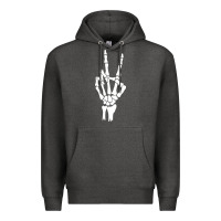 Charcoal Heather skeleton peace Premium Hoodie - linhVisuals