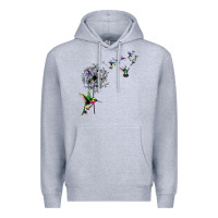 Heather Grey bird hummingbird dandelion flowers shirt for women men t shirt Premium Hoodie - linhVisuals