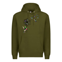 Army Green bird hummingbird dandelion flowers shirt for women men t shirt Premium Hoodie - linhVisuals