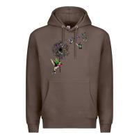 Coffee bird hummingbird dandelion flowers shirt for women men t shirt Premium Hoodie - linhVisuals