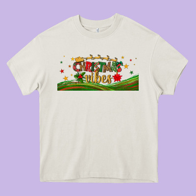 Christmas Vibes Libbey Glass Heavy Core Tee Designed By Bundleandbundleshop