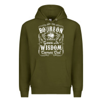 Army Green bourbon goes in wisdom comes out funny whiskey lover gift premium t sh Premium Hoodie - linhVisuals