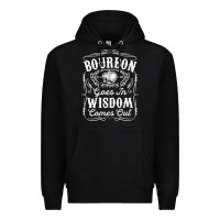 Black bourbon goes in wisdom comes out funny whiskey lover gift premium t sh Premium Hoodie - linhVisuals