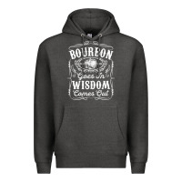 Charcoal Heather bourbon goes in wisdom comes out funny whiskey lover gift premium t sh Premium Hoodie - linhVisuals