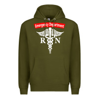 Army Green emergency department nursing er registered nurse rn caduceus raglan ba Premium Hoodie - linhVisuals