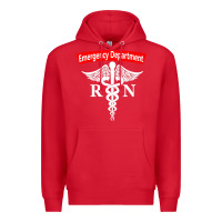 Red emergency department nursing er registered nurse rn caduceus raglan ba Premium Hoodie - linhVisuals