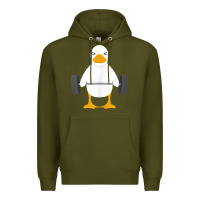 Army Green duck deadlift design   weight lifting gym workout tank top Premium Hoodie - linhVisuals